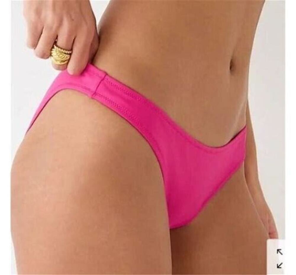 J. CREW Women's L Heritage Bikini Bottom Radiant Fuchsia High Leg NEW NWT